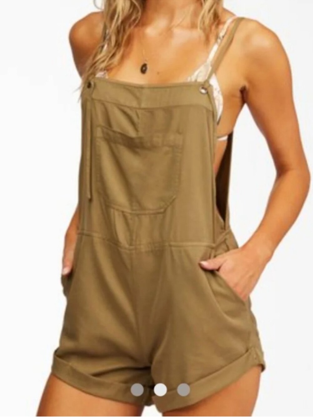 BILLABONG Olive Green Short Overalls
